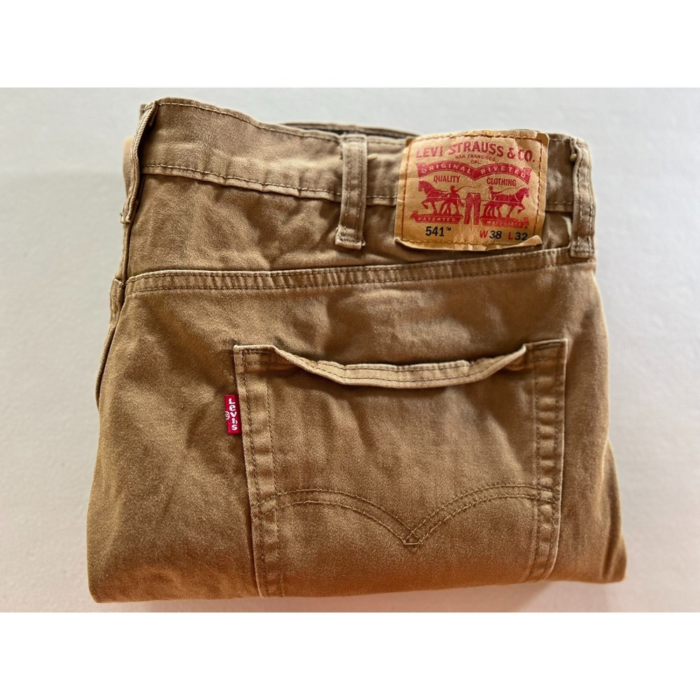 Levis 541 Athletic Taper Pants Mens W38 L32 Fits 38x30 Brown Canvas Twill
